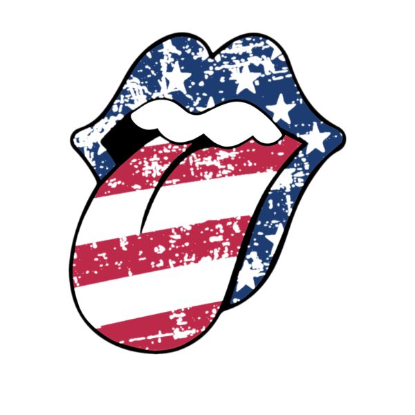 Flag Lips and Tongue Crew Neck T Shirt Thumbnail