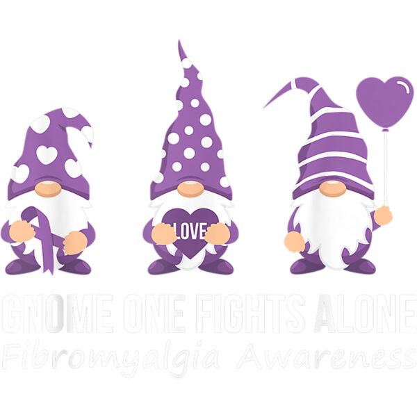 Gnome One Fights Alone Shirt Fibromyalgia Awareness Warrior T Shirt Thumbnail