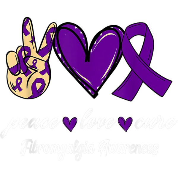 Peace Love Hope Purple Ribbon Fibromyalgia Awareness T Shirt Thumbnail