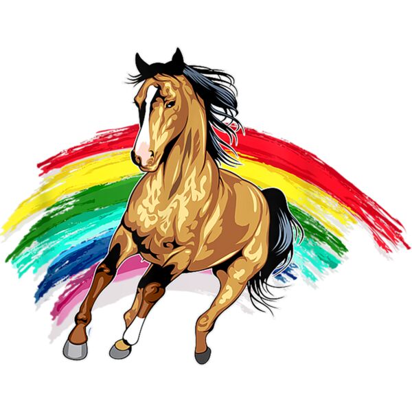 Cute Rainbow Horse Adorable Horse Lovers T Shirt Thumbnail