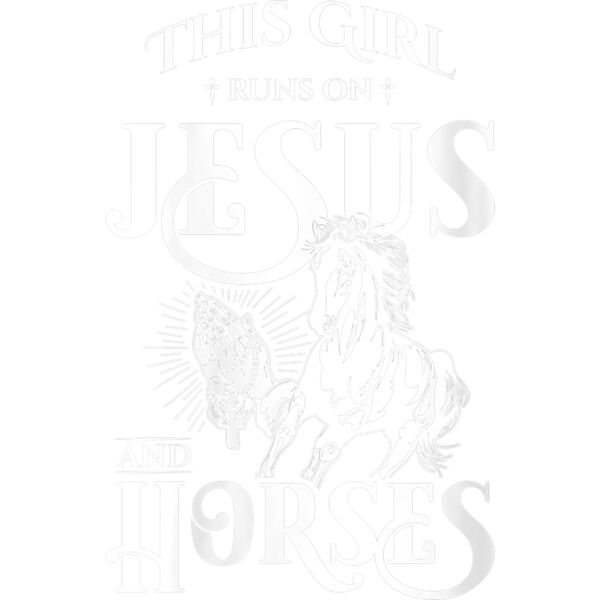 Womens This Girl Runs On Jesus And Horses   Horse Lover Gift V Neck T Shirt Thumbnail