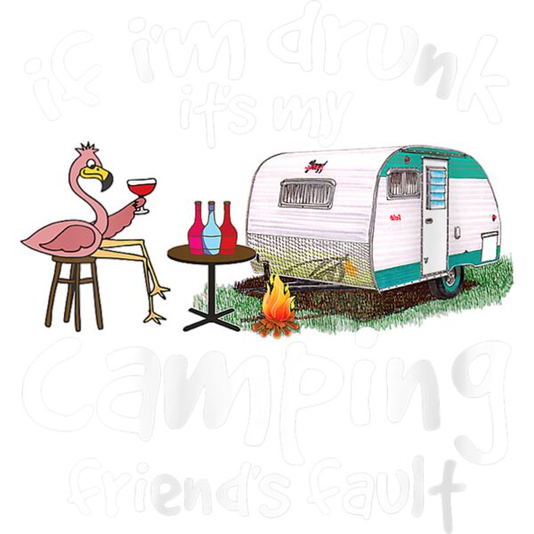 Womens If Im Drunk Its My Camping Friends Fault Funny Flamingo V Neck T Shirt Thumbnail
