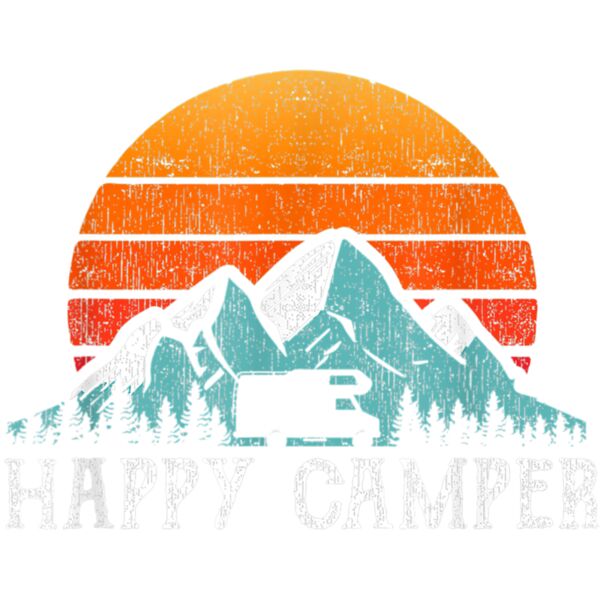 Happy Camper   RV Camping Shirt 70s Retro Motorhome T Shirt Thumbnail