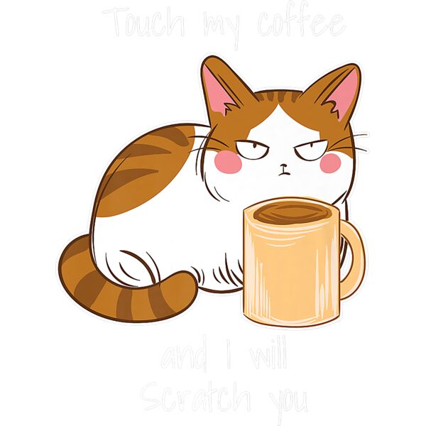 Cute Angry Cat Coffee Monday Caffeine Premium T Shirt Thumbnail