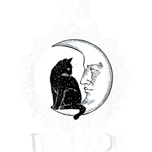 Tarot Card Crescent Moon And Cat Graphic jersey T Shirt Thumbnail