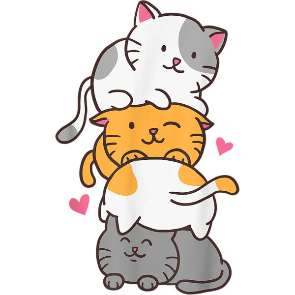 Cat Cats Cute Kitty Pile Anime Kawaii Neko Gift Cat Lovers T Shirt Thumbnail