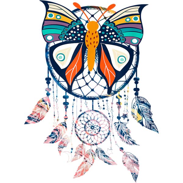 Butterfly Feathers Indian Boho Dreamcatcher T Shirt Thumbnail