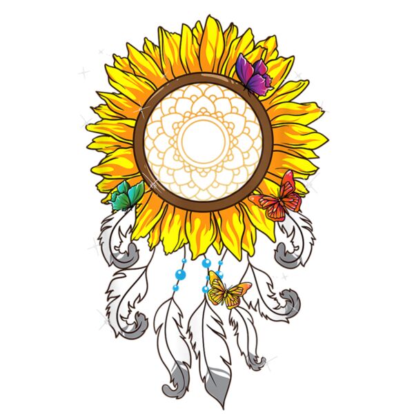 Sunflower Dream Catcher With Butterflies Dreamcatcher T Shirt Thumbnail