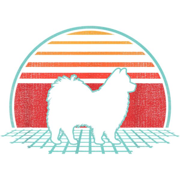 American Eskimo Dog Retro Vintage 80s Style Gift T Shirt Thumbnail