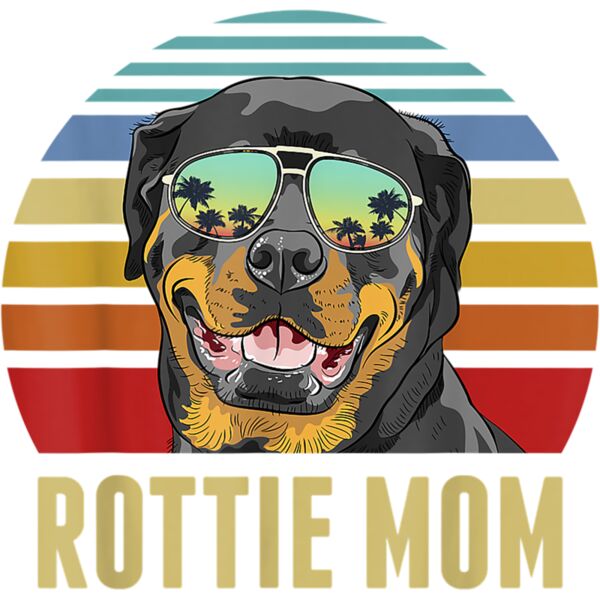 Rottie Mom Rottweiler Dog Vintage Retro Sunset Beach Vibe T Shirt Thumbnail