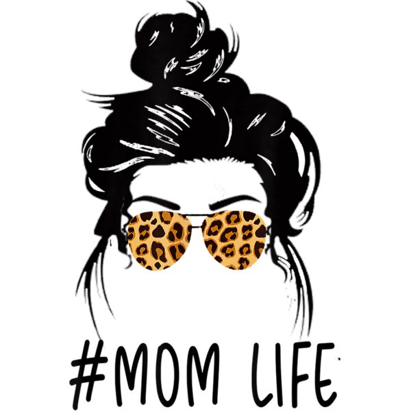 Classy Mom Life with Leopard Pattern Shades  Cool Messy Bun T Shirt 2 Thumbnail