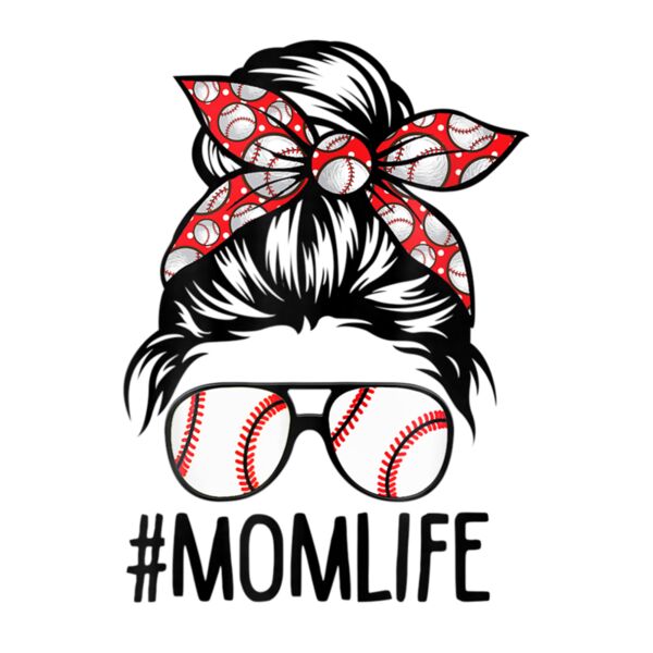 Mom Life Softball Baseball Mothers Day Messy Bun Thumbnail