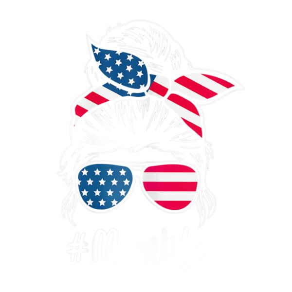 Womens Mom Life American Momlife Messy Bun 4th of July USA Thumbnail