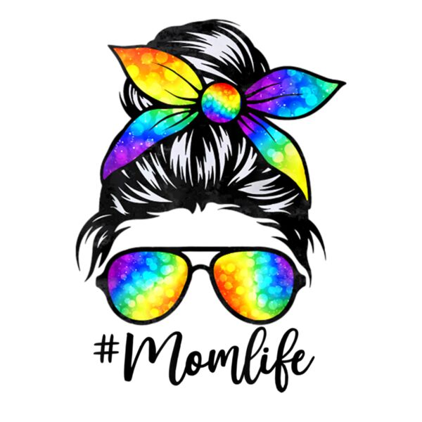 Mom Life Messy Hair Bun Tie Dye Women Mother s Day Funny Tee Thumbnail