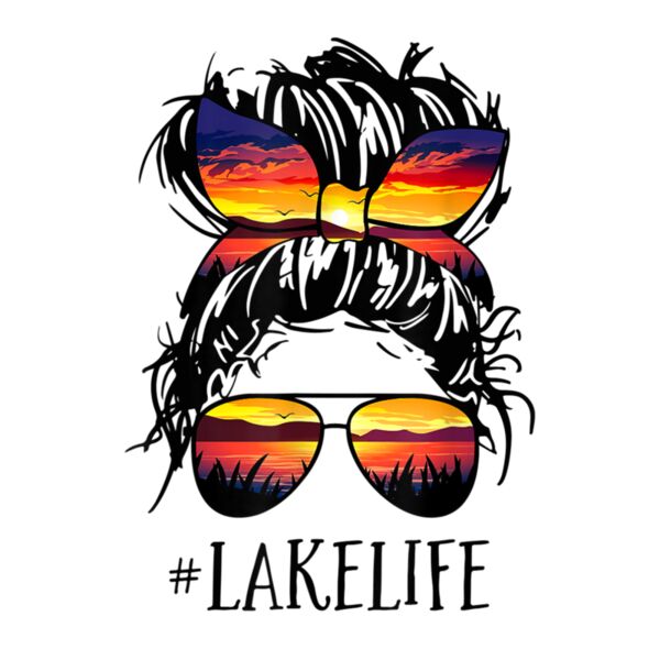 Lake Life Shirt Messy Bun Girls Women Mom Mother Grandma Thumbnail