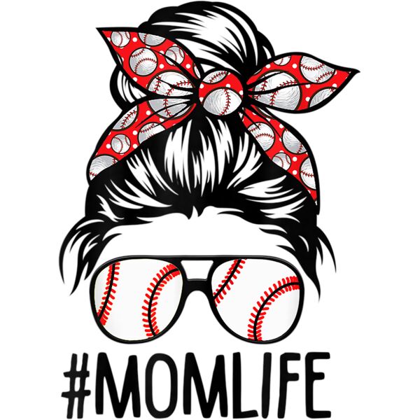 Mom Life Softball Baseball Mothers Day Messy Bun T Shirt Thumbnail