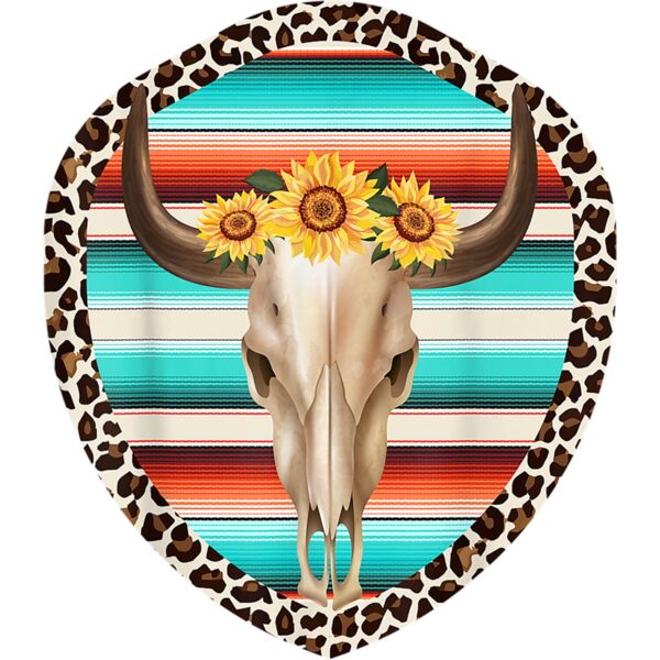 Funny Serape Cow Skull print Sunflower Leopard Turquoise T Shirt Thumbnail