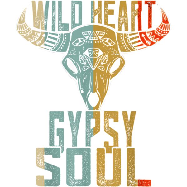 Wild Heart Gypsy BoHo Soul Vintage BoHo Cow Bull Skull T Shirt Thumbnail