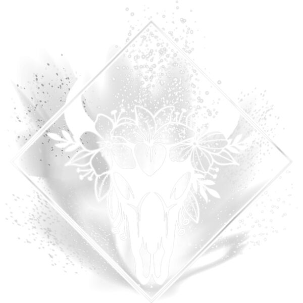 Boho Cow Skull Flowers Diamond White and Grey Splatter T Shirt Thumbnail