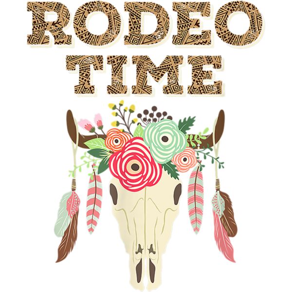 Boho Rodeo Time Western Native Skull T Shirt Thumbnail
