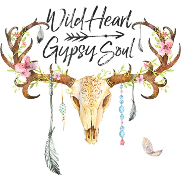 Wild Heart Gypsy Soul Watercolor Boho Baby Style Cow Skull Thumbnail
