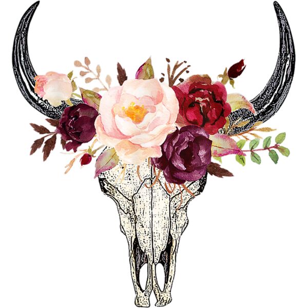 Bull Skull flowers T Shirt Thumbnail