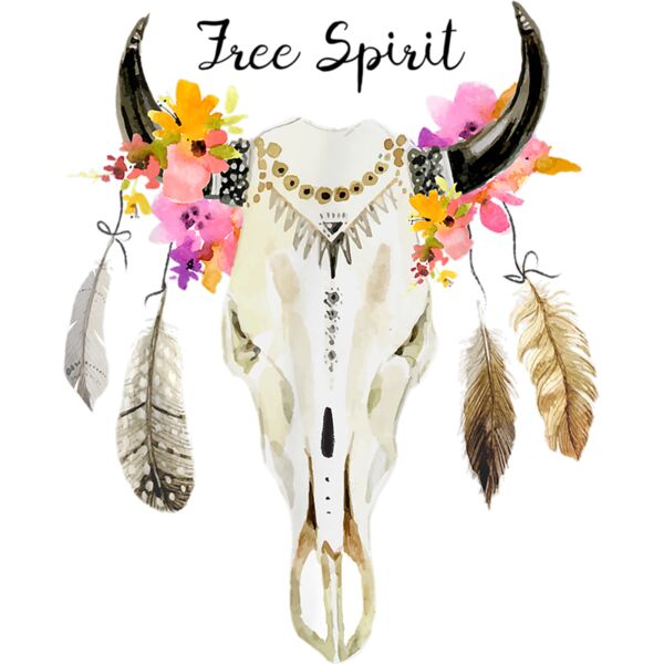 Beautiful Cow Skull Free Spirit With Flowers Boho Art Shirt Thumbnail