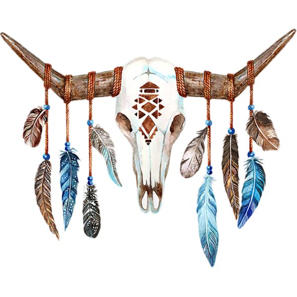 Beautiful Cow Skull With Indian Feathers Boho Art Tank Top Thumbnail