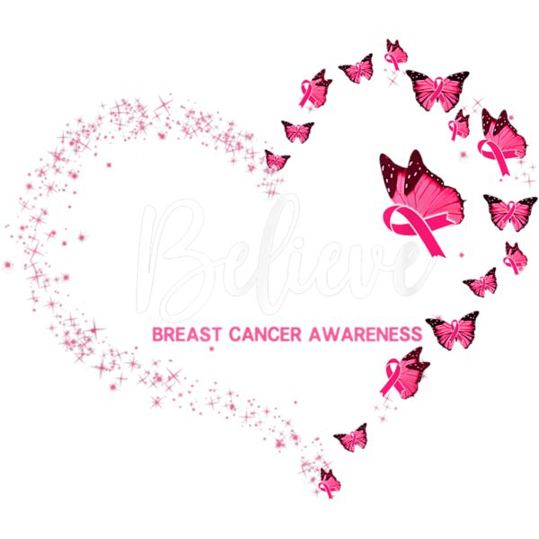 Breast Cancer Awareness Butterfly Believe T Shirt Thumbnail
