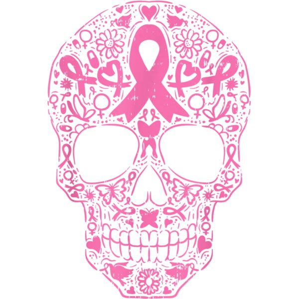 Sugar Skull Pink Ribbon Calavera Breast Cancer Awareness T Shirt Thumbnail
