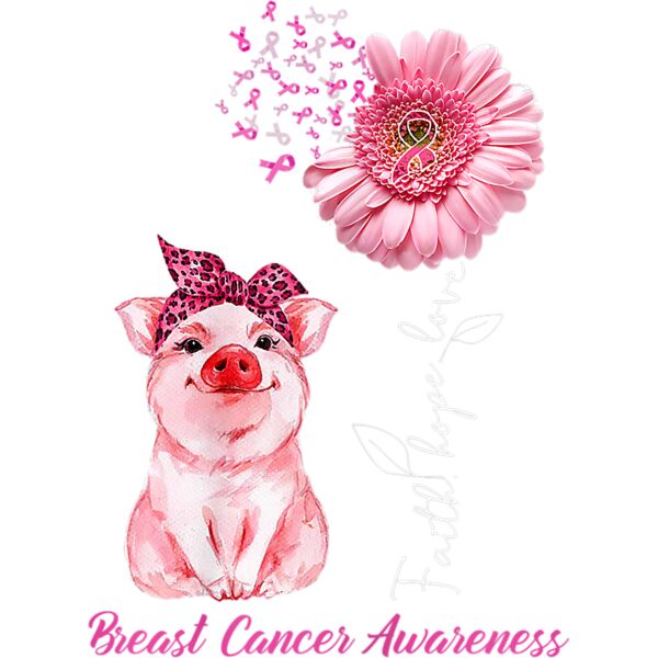 Womens Tu Breast Cancer Awareness Costume Daisy Ribbon Gift Pig T Shirt Thumbnail