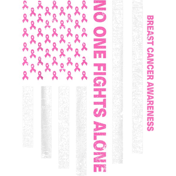 No One Fights Alone USA Flag Breast Cancer Awareness T Shirt Thumbnail