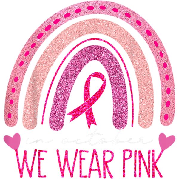 In October We Wear Pink Rainbow Breast Cancer Awareness T Shirt Thumbnail