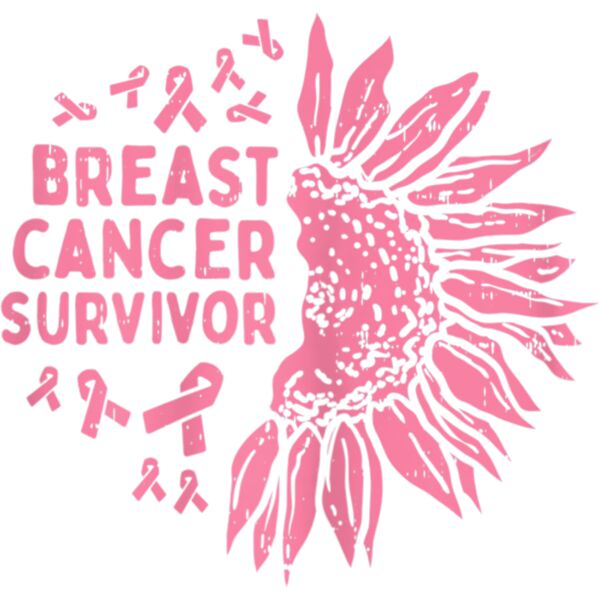 Womens Sunflower Breast Cancer Survivor Pink Ribbon Awareness Women T Shirt Thumbnail