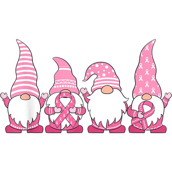 Gnomes Breast Cancer Awareness Peace Lover Gift Women Girl T Shirt Thumbnail