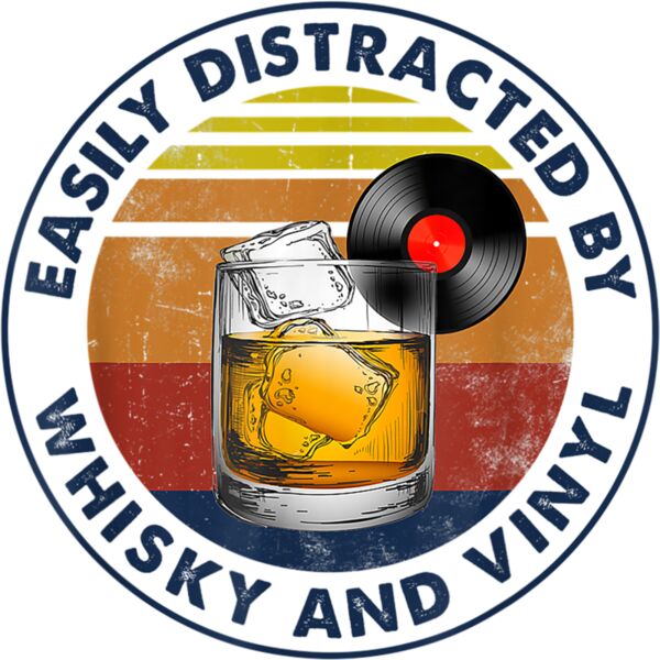 Easily Distracted By Whisky And Vinyl Classic Wine Lover T Shirt Thumbnail