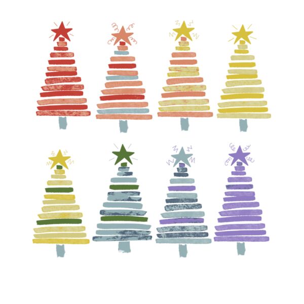 colorful christmas trees Thumbnail