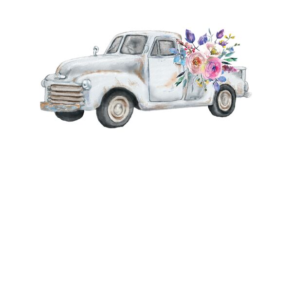 VINTAGE WHITE TRUCK WITH FLOWERS Thumbnail