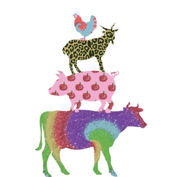 colorful stacked farm animals Thumbnail