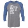 Unisex Triblend Three-Quarter Raglan T-Shirt Thumbnail